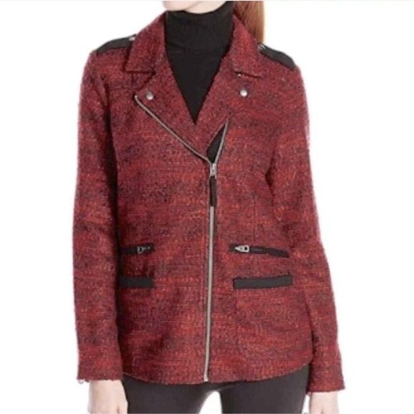 LUCKY BRAND Women's Red Tweed Coat Sz Small - Picture 11 of 11